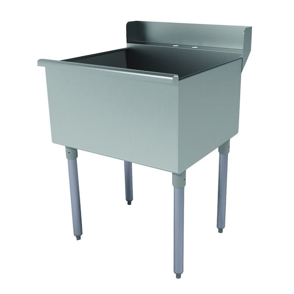 Advance Tabco Free Standing Scullery Sink with Rear Deck 24"W x 21"D front to-back x 14" deep sink compartment 4-1-24D - main
